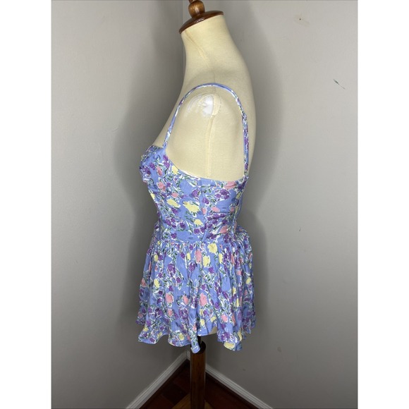 For Love & Lemons Charlene Mini Dress Blue Floral Size S - Picture 4 of 11